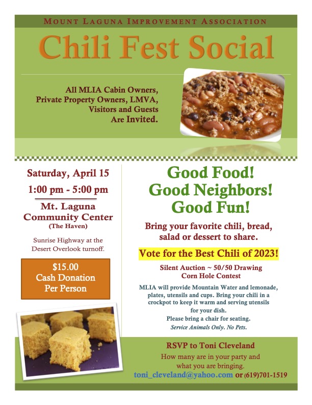 Chili Fest Apr’23 Mount Laguna Improvement Association